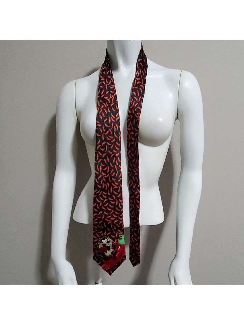 Looney Tunes Taz Chili Pepper Pattern Silk Tie